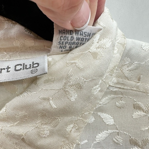 PARIS SPORT CLUB Vintage cream embroidered woman cottagecore boho blouse MEDIUM - Picture 8 of 11